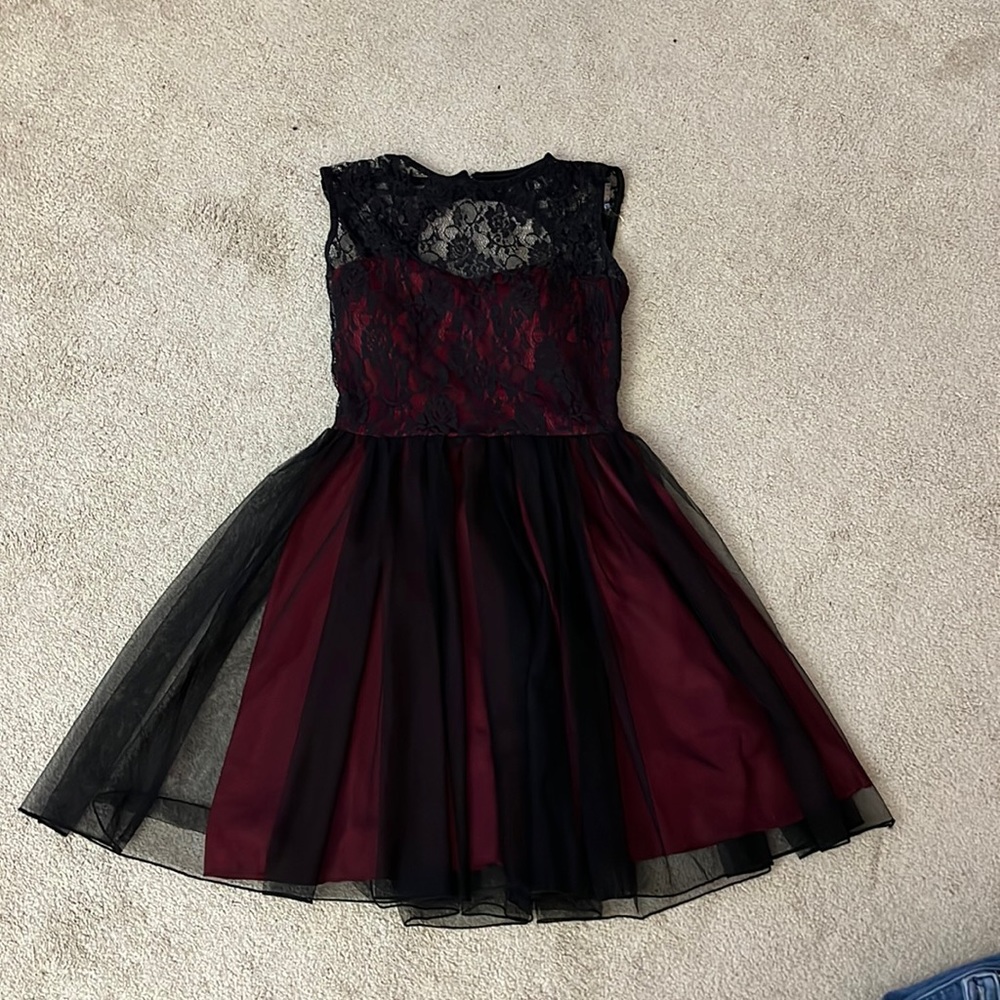 Red and black short dress